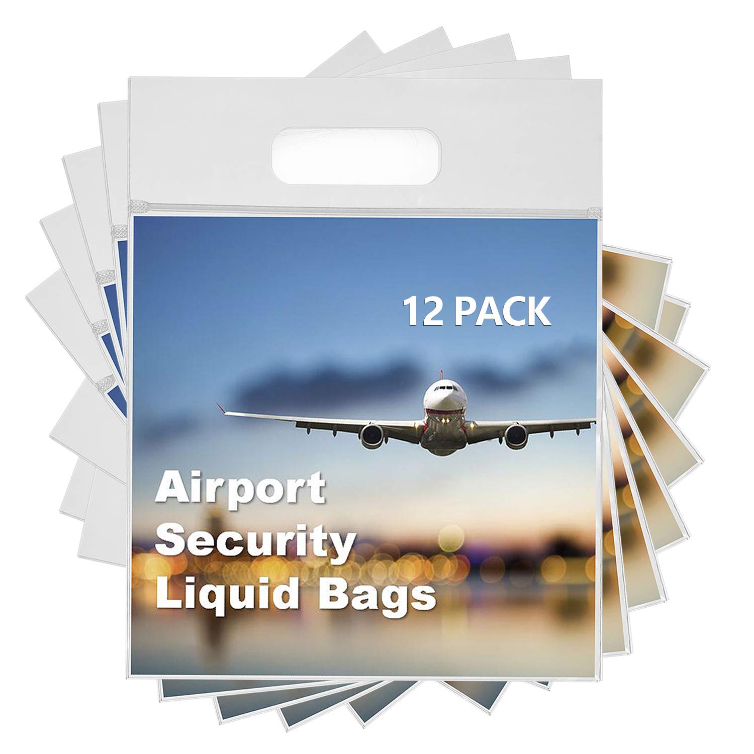 MOCOCITO 12pcs Airport Security Liquid Bags - 20cm x 20cm Clear Travel Toiletries Approved by EU & UK Hand Luggage Regulations
