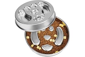 TURFSON Stainless Steel Slow Feeder Dog Bowl – Anti-Gulping Puzzle Bowl for Small & Medium Dogs, 2-Cup Capacity Pet Feeding Dish, Helps Reduce Bloat & Improve Digestion