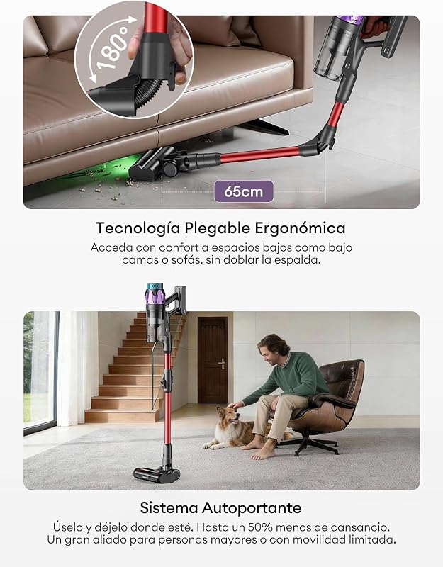 U18Pro Aspiradora sin Cable 55Kpa/80Mins, Sistema Multiciclón