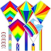 5 Pack Kites for Kids & Adults, Rainbow Butterfly Kite Delta Kites for Kids Age 4-8 8-12, Easy to Fly for Beginners, Easy to Assembled Colorful Kite for Beach Outdoor Toy Games & Family Trip
