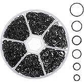 YBEATY 970Pcs Open Jump Rings Black Round Jump O Rings Set DIY Jewelry Making Connectors Assorted Sizes Split Findings Accessories for Bracelet Earrings Keychain Necklace (4/5/6/7/8/10mm)