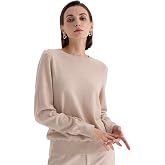 Cl&eacute; Luxe Mode Women's 100% Pure Cashmere Sweater, Crewneck Pullover | 16.2 Micron Fine Fibers,Soft Lightweight Knit,2-Ply 26s,Reinforced Ribbed Edges,Long Sleeve,Office and Winter Layering