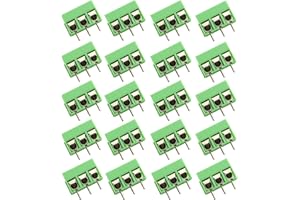 Tegg 20 PCS 5mm 3 Pin Screw Terminal Block Connector PCB Mount for Arduino 250V 8A