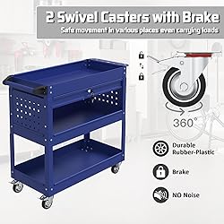 Pelnuies 3 Tray Rolling Tool Cart, 400 LBS Capacity