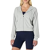 Amazon Essentials Women's Athletic Soft Performance Lightweight Cropped Zip Up Workout Hoodie, Space Dye