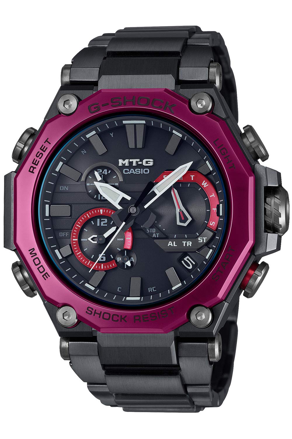 Casio MTG-B2000 Layer Composite Band Wristwatch, red, Layer Composite Band