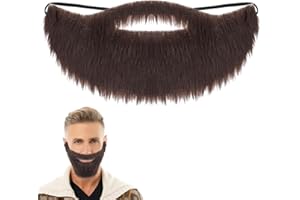 HAIFAFAFAING Fake Mustache Brown Fake Beard Costume Elastic Fakes Brown Beard for Disguise Halloween Party Cosplay