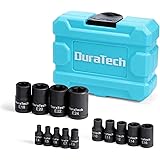 DURATECH 14-Piece External Star Impact Socket Set with Storage Case, E4 to E24, 1/4”, 3/8”, 1/2” Drive Female E-Torx Torque S