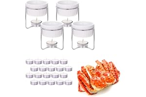 Luvan 4 Pieces Butter Warmers,Butter Warmers For Seafood with 20 Pieces Tealight Candles,Ceramic Butter Warmer Set for Chocolate or Cheese,Fondue- Dishwasher Safe,Microwave Safe, Oven Safe