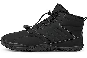 FUNWINK Mens Womens Hike Barefoot Minimalist Shoes Winter Footwear Zero Drop Sole Wide Toe Box Waterproof Hiking Boots Women Warm and comfortable