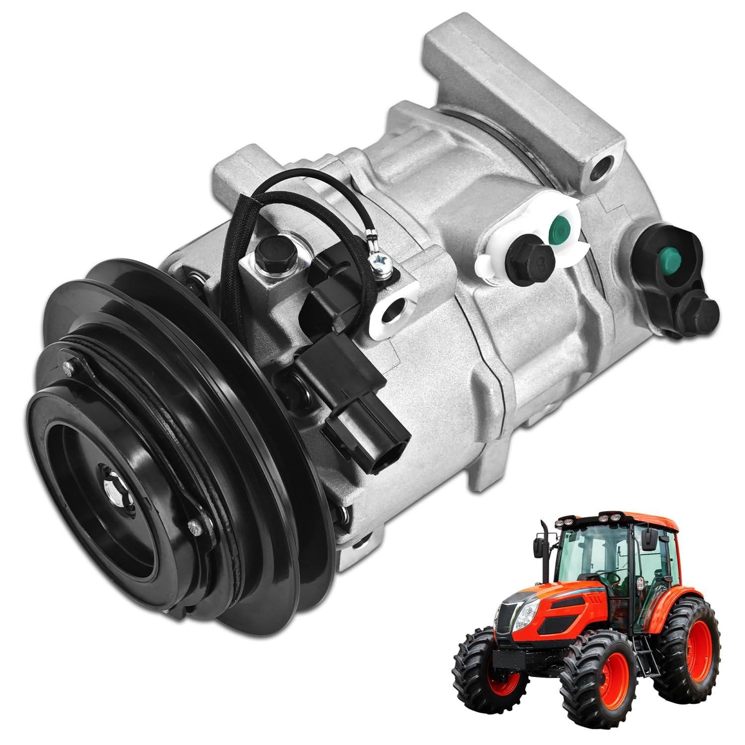 Photo 1 of HonHuCo TE16-0023A A/C Compressor Compatible With Kioti Tractor DV9 1GRV 12V T5525-50814 TE160023A T5525-50813