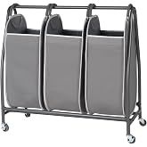 Neatfreak Triple Laundry Hamper Sorter - Rolling Laundry Cart With Wheels &amp; 3 x removable Dirty Clothes Hamper Totes With EVERFRESH Tech For Towels, Blankets &amp; Bathroom Organization