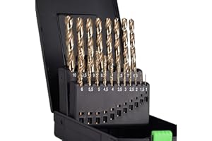 SINYEENGLON M35 Cobalt 5% Metric Drill Bit Set, 19Pcs 1mm-10mm Twist Drill Bits for Metal and Hardened Steel, with Index Storage Box