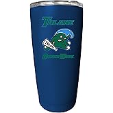 Tulane University Green Wave 16 oz Insulated Stainless Steel Tumbler Straight - Navy. Officially Licensed Collegiate Product