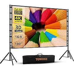 TOWOND Projector Screen and Stand, 180 inch Outdoor