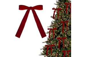 Christmas Tree Decorations Pack of 12 Christmas Bows Velvet Ornaments Decor for Gift Wrapping Wreaths Garlands (5.1in x 7in)