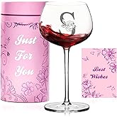Personalized Wine Glass-Engraved Monogrammed A-Z Customized Wine Glass Birthday Gifts for Women, Unique Mothers Day, Anniversary, Christmas Gift for Her, Mom, Friend, Wife, Sister (S, 14 oz)