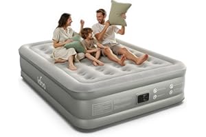 iDOO Air Mattress Queen with Built in Pump, 18 Raised Comfort Inflatable Blow up Mattress, Upgraded Four Chamber Portable Air Bed for Guests and Home, Colchon Inflable, 650 lbs Max