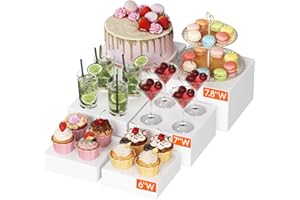 Lifewit Buffet Risers and Stands Up to 7.8", Food Risers for Buffet Table, Catering Dessert Cake Stand for Party, Collectibles Jewelry Display Stand, White Cube Boxes Nesting Risers, 6 PCS