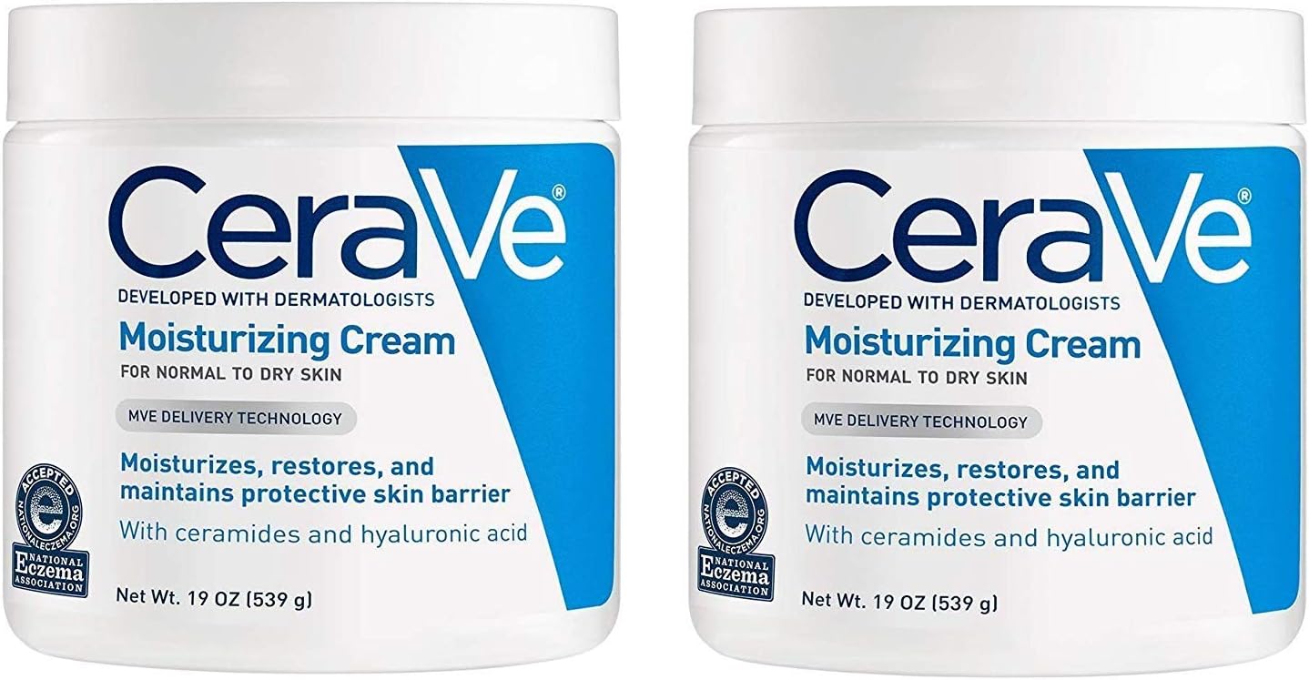 CeraVe Moisturizing Cream | 19 Ounce | Daily Face and Body Moisturizer for Dry Skin 2 PACK