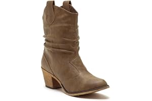 Charles Albert Women's Modern Western Cowboy Distressed Boot with Pull-Up Tabs