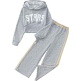 YOURUIKEY Girls' Clothing Set Crop Top Letter Hoodie Sweatpants Fall Winter Outfits Tween Girl Trendy Clothes Activewear 8-12