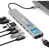 Plugable USB C Hub Multiport Adapter: 9-in-1 with 140W PD Charging | 4K 60Hz HDMI, 10Gbps Data Transfer, Gigabit Ethernet, SD for USBC, USB4, Thunderbolt, MacBook, Windows, Chromebook USBC-9IN1E