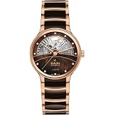 Rado - Centrix - Women's Automatic Swiss Watch - 35mm Brown Rose Gold Dial with Date - Brown &amp; Rose Gold High-Tech Ceramic Bracelet - R30029902