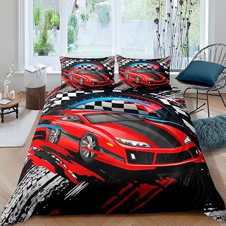 Amazon Com Feelyou Men Racing Car Bedding Set For Boys Children Teens Race Sports Car Comforter Cover Extreme Sports Theme Duvet Cover Decorative Cool Bedspread Cover Twin Size 2pcs No Comforter Home