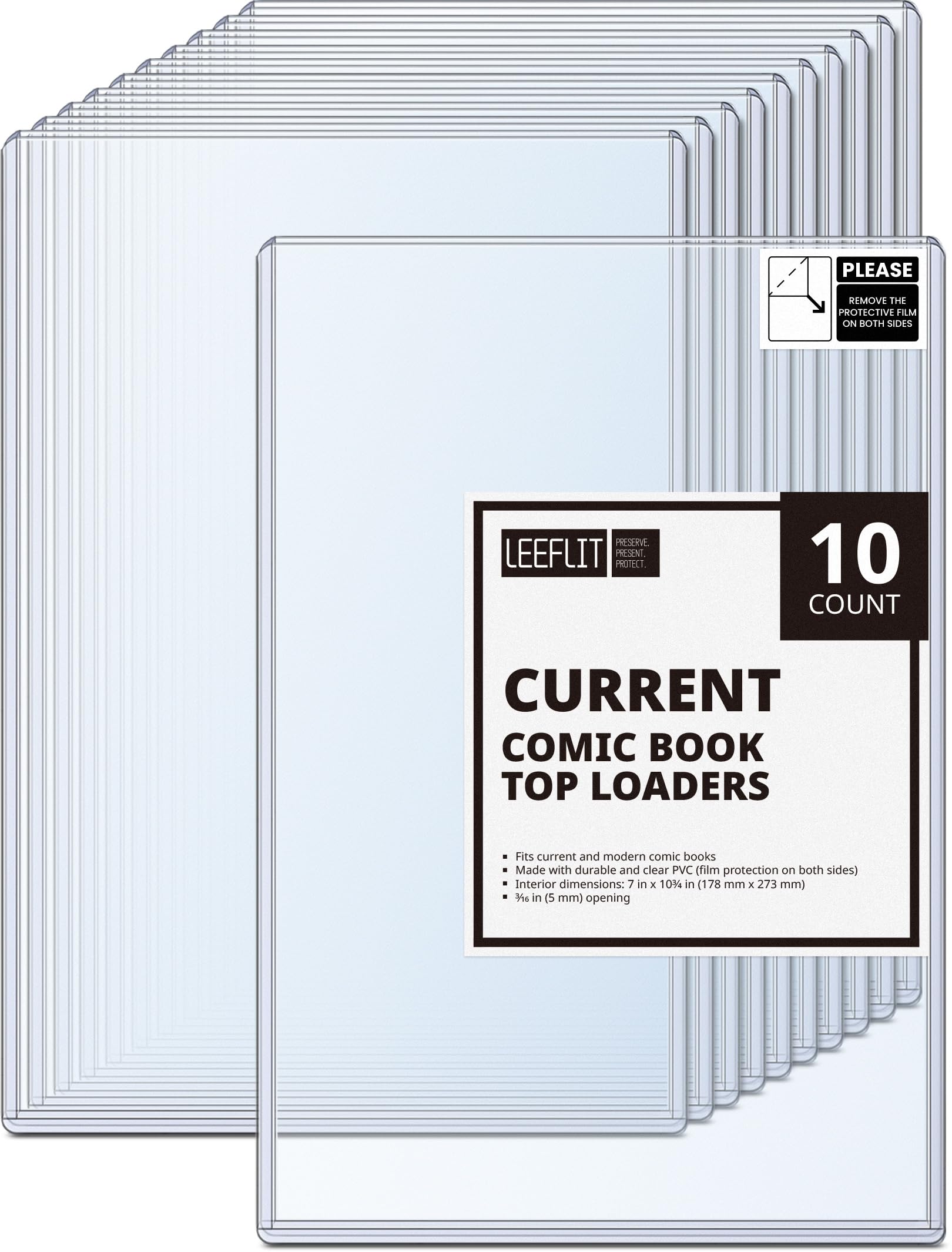 Photo 1 of LEEFLIT Current Comic Book Top Loaders - Toploader Hard Plastic for Storage and Display, 10 Count