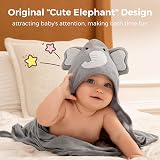 momcozy Hooded Baby Towel Set 8-Piece Elephant Cute Turquoise 30x30 view 2