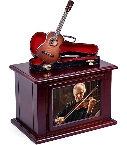YATHABHISA Guitar Urn - Funeral Urn Ashes - Large Urns For Human Ashes Cremation Keepsake & Large Urns For Mom & Dad - Combo Of 1 Large Urn With Velvet Bag And