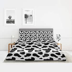 KASMILN Ropa de Cama，Patrón de Piel de Vaca con Manchas Vida de Granja