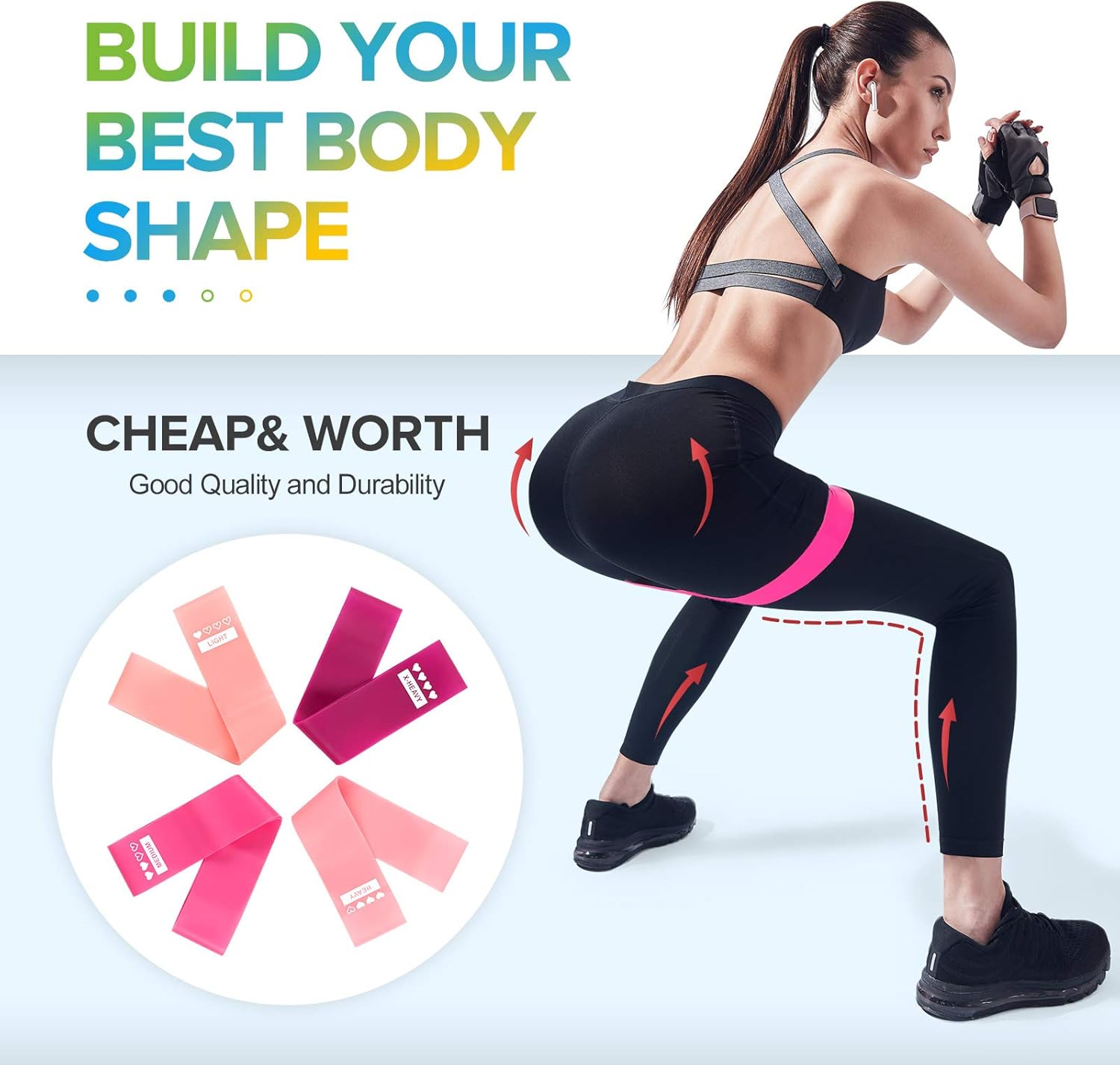 Portzon Resistance Loop Exercise Bands for Home Fitness Stretching Strength Training : Sports & Outdoors