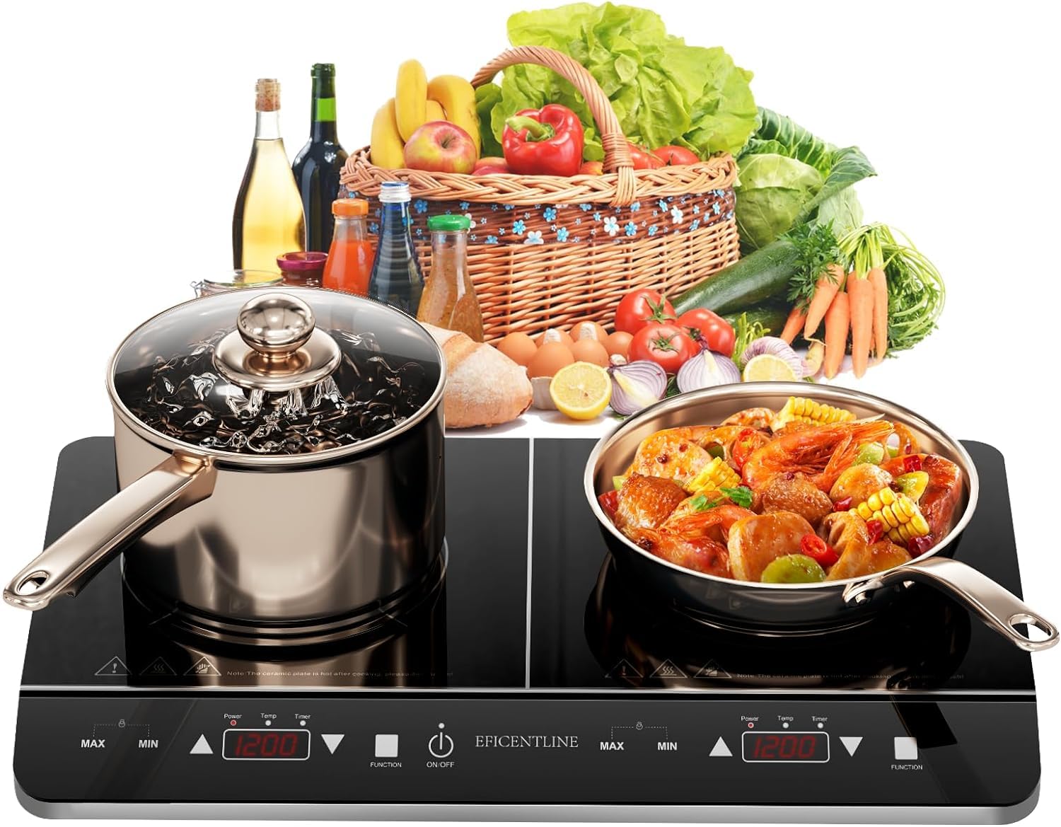 Mua 1800W Double Induction Cooktop, Induction Burners with 2 Large 8 ...