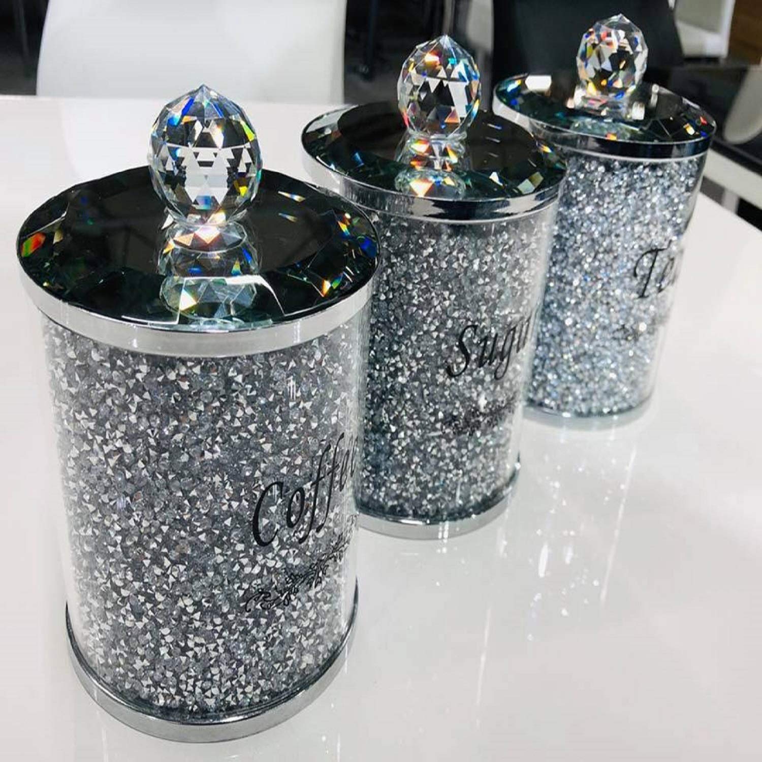 sparkly tea coffee sugar canisters
