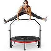 BCAN 40/48" Foldable Mini Trampoline Max Load 330lbs/440lbs, Fitness Rebounder with Adjustable Foam Handle, Exercise Trampoline for Adults Indoor/Garden Workout