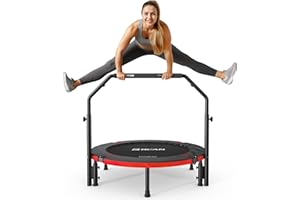 BCAN 40"/48" Foldable Mini Trampoline Max Load 330lbs/440lbs, Fitness Rebounder with Springs, Adjustable Foam Handle, Exercis