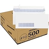 500 Pack #10 Single Left Window SELF Seal Security Envelopes, Designed for QuickBooks Invoices & Business Statements, Computer Printed Checks Peel and Seal Flap, Size 4-1/8 x 9-1/2 Inches, 24 LB