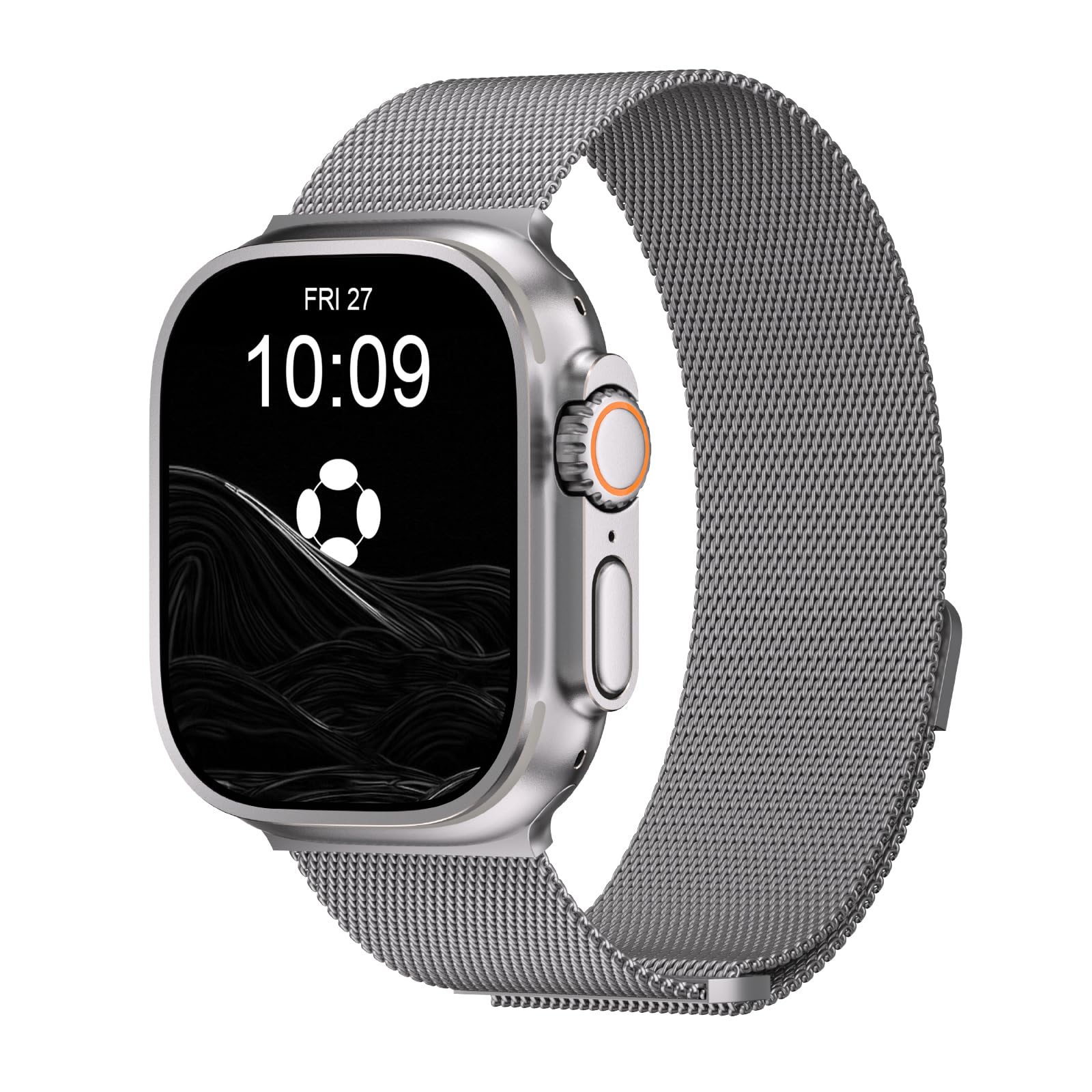 Photo 1 of FINSTONE Stainless Steel Milanese Loop Compatible with Apple Watch Band Ultra 2/ Ultra 49mm - DLC Coating, Mesh Loop Magnetic Clasp Replacement for iWatch Bands Ultra Gifts for Men and Women