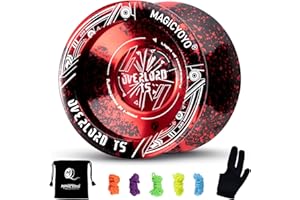 YOSTAR T5 Overlord Yoyo Professional Unresponsive Yoyo for Kids Beginners, Aluminum Alloy Metal Yoyo for Adults, Trick Yoyo with 5 Yo Yo Strings, Yo-Yo Bag, Glove (Black Red Gradient)