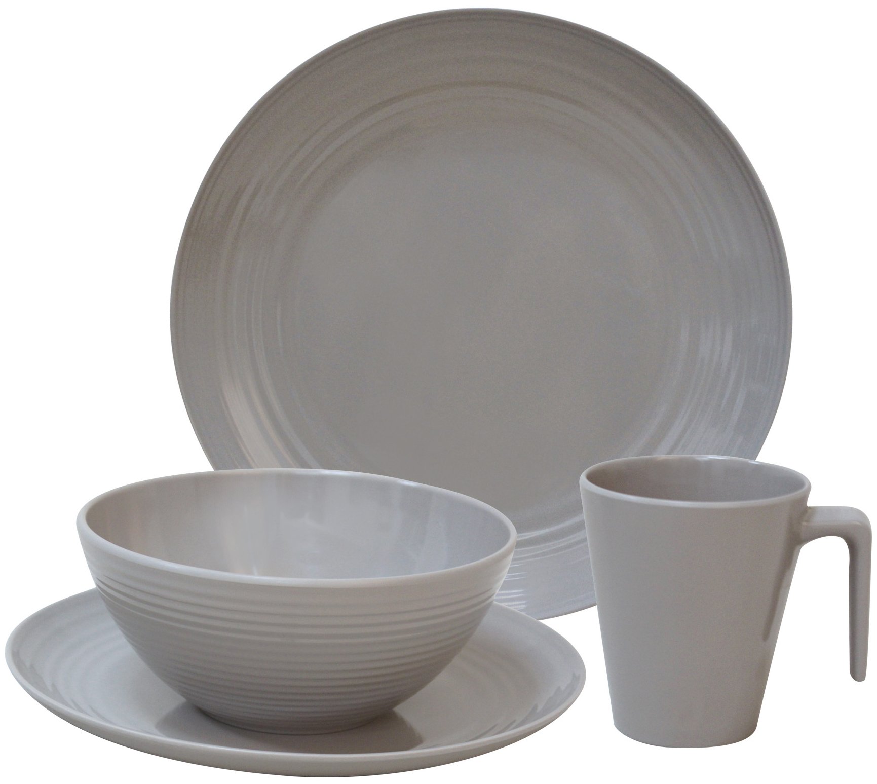 Flamefield SLA0116 16-Piece Seramika Latte Melamine Set, Brown