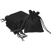 PATIKIL 50Pcs Burlap Bags with Drawstring, 2.7x3.5 Inch Linen Favor Gift Bags Reusable Jewelry Pouch Sacks for Party Christmas Festival, Black