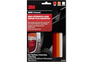 3M Auto High-Strength Lens Repair Film, 3.5 in x 7.75 in, Assorted Sheets: Red / Amber / Clear, Weatherproof & Airtight Seal, Flexible Film Repairs Flat or Curved Lenses on Truck & Car Lights (03345)