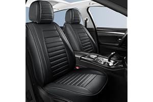 HChengkikz Car Seat Covers Full Set,Waterproof Faux Leather Automotive Seat Covers for Cars,Breathable Universal Car Seat Covers Protectors for Sedan SUV Truck(Style2,5 PCS Full Set,Black)