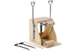 LeisureKing Pilates Combo Chair for Home Workouts, Wunda Chair with 5-Level Handles, Split Pedals, Resistance Bands, for Studio, Gym, Pilates Workout, Rehabilitation Exercises, Easy Assembly