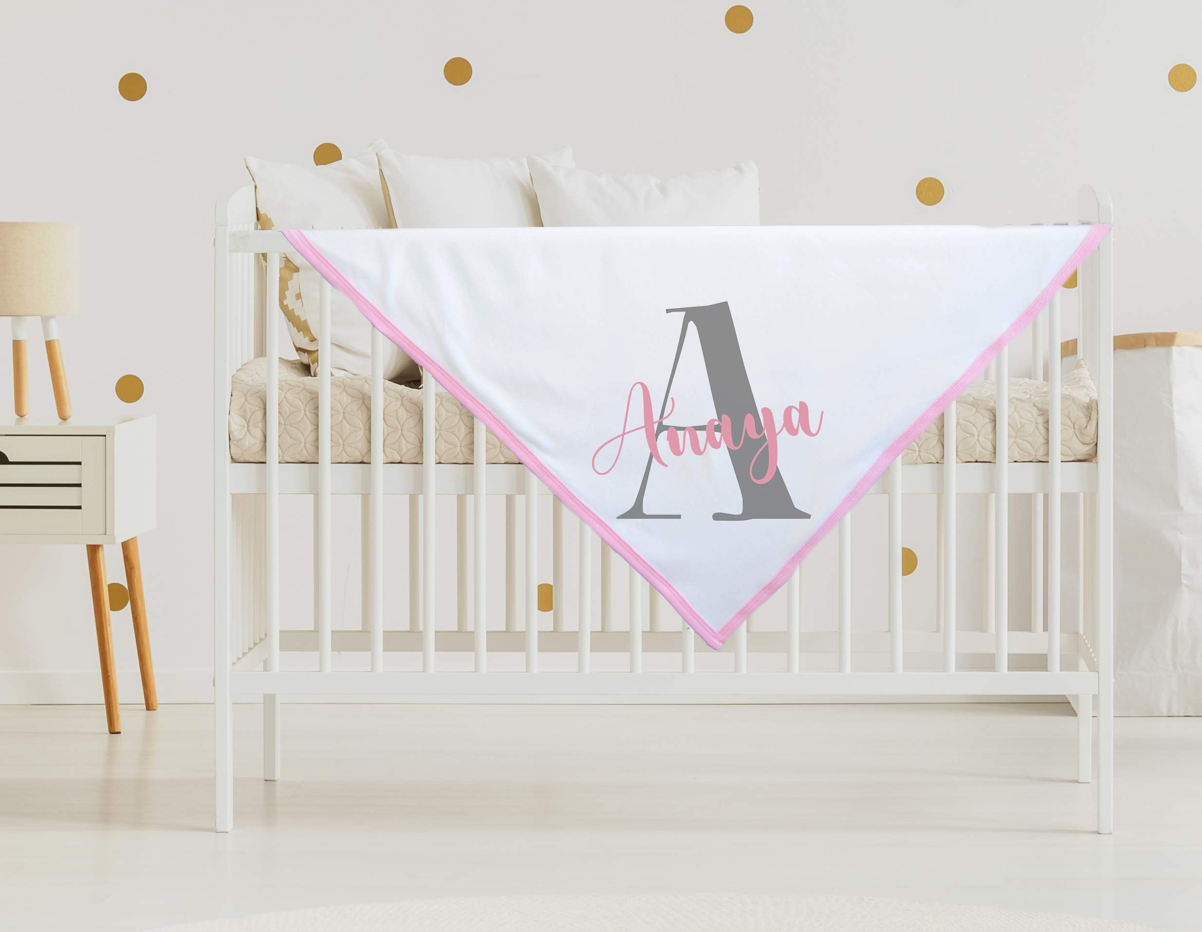 Personalised Name and Initial Pink Baby Blanket New Baby Gifts Newborn baby Gifts Personalised Babywear