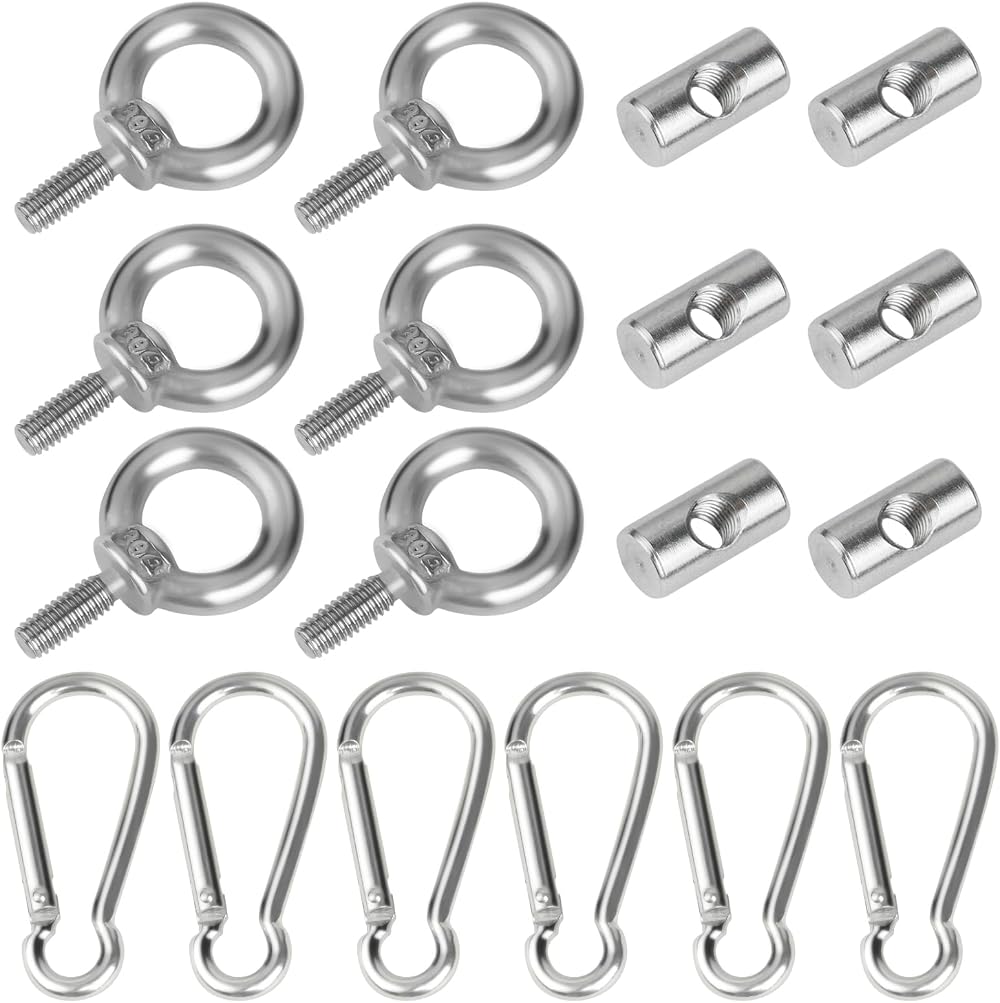 Adiwo 6 Pcs Awning Rail Stoppers 6mm Stainless Steel Carabiners Kit