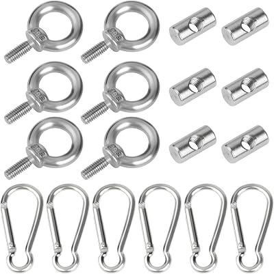 Adiwo 6 Pcs Awning Rail Stoppers 6mm Stainless Steel Carabiners Kit