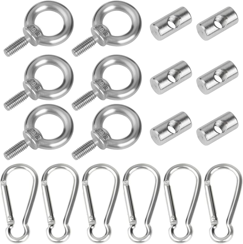 Adiwo 6 Pcs Awning Rail Stoppers 6mm Stainless Steel Carabiners Kit